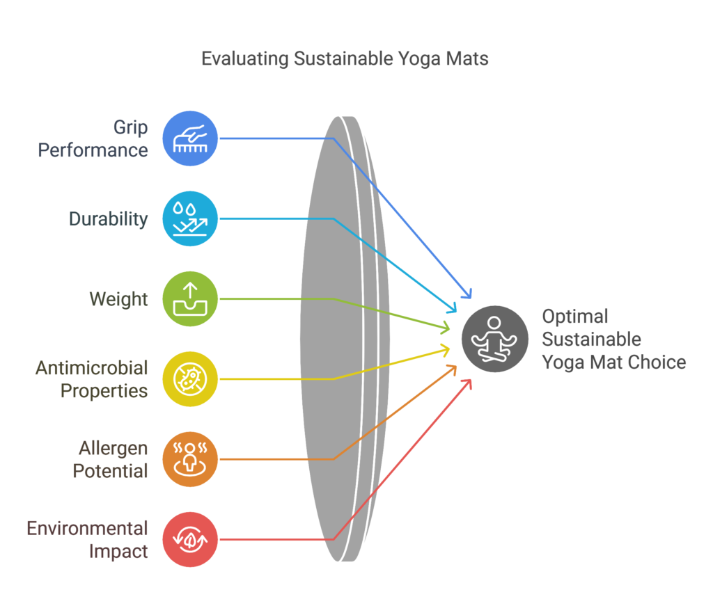 comparison infographic that visually represents the differences between various yoga mat materials.